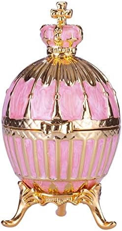 Danila-Souvenirs Faberge Style Style Box Box Box s carerom krunom 2.6 '' ružičasta