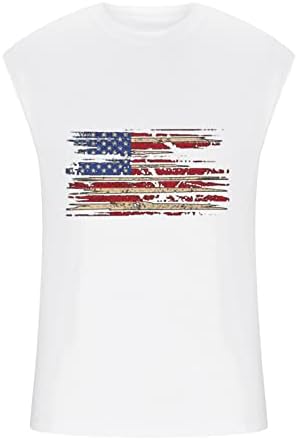 4. srpnja tenkovske vrhove za muškarce bez rukava, pamučni tinejdžer Sportske patriotske majice Ljetne posade američke zastave tiskane