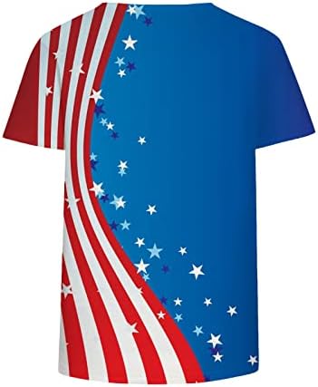 Majica kratkih rukava za djevojčice posada za vrat colorblock USA zastave zvijezda grafički ručak prugaste bluze majice žene 2023