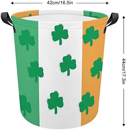 Košara za rublje s djetelinom s irskom zastavom okrugle platnene košare s ručkama Vodootporna sklopiva kanta za rublje torba za odjeću