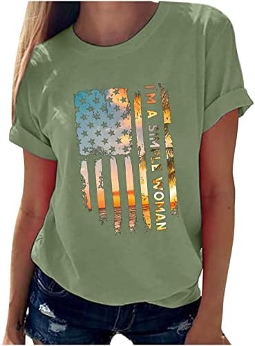 4. srpnja vrhovi za žene kratke rukave majice američke zastave majice majice bluze Crewneck Dan neovisnosti Patriotske majice
