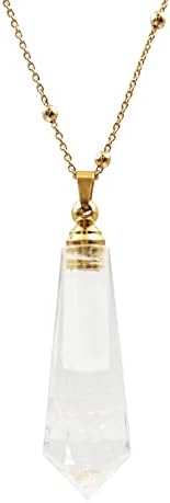 Ldadan prirodni kristalni kvarcni klatni parfem privjesak ogrlica esencijalna ulja bočica difuzor za žene za žene božićni pokloni za