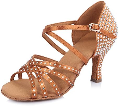 Tinrymx satenske zabave cipele s rinestone pete salsa salsa latino plesne cipele za žene, model AF-40902