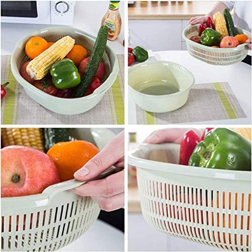 Plastična košara s dvostrukim odvodom, kuhinjska košara, tanjur za voće za kućanstvo, višenamjenska okrugla košara za pranje povrća