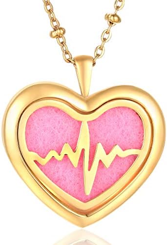 Zlatni aromaterapijski nakit Essentail ulja Difuzor ogrlica za ogrlicu-heart privjesak-hipoalergenski 316L kirurški stupanj nehrđajući