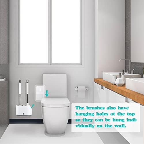 Tiston 2 načina silikonska toaletna četka i držač, četkica za čišćenje za potrepštine za čišćenje kupaonice, silikonska i najlonska