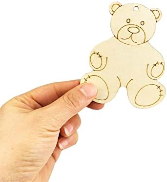 24 komada drveni izrezi medvjeda ukrasi drveni medvjed zanat medvjed drvene darovne oznake viseći ukrasi za dječje diy projekti za