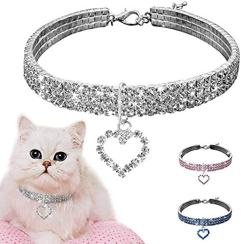 Chdhaltd cling rhinestones mačji ovratnik, kristalni ogrlica za kućne ljubimce, ogrlica za kućne ljubimce, slatka pseća mačka elastična
