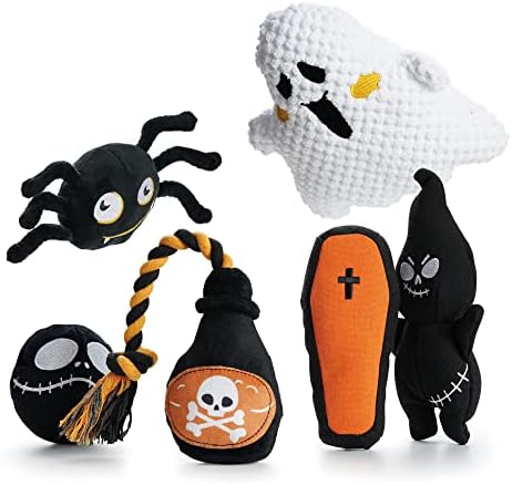 Nocciola 6 PCS Halloween Pse Squaky igračke za agresivne žvakaće, izdržljive plišane igračke za pse, igračka za pse za punjenje za