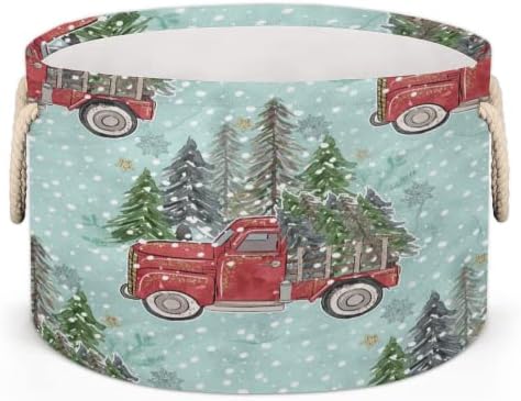 Božićno drvce Crveni kamion 08 Velike okrugle košare za košare za pranje rublja s ručkama košarica za policama za policama za kupaonice