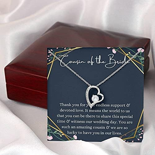 Kartica s porukama, ručno izrađena ogrlica- Personalizirano poklonsko srce, rođak poklon ogrlice za mladenku, vjenčani poklon od mladenke