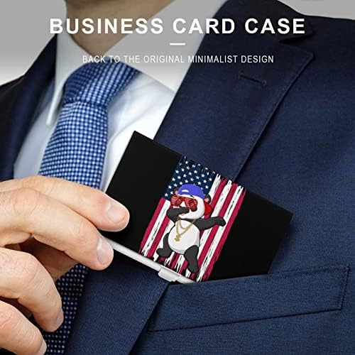 Upijajuća Panda s američkom zastavom Futrole za posjetnice s više držača kartica novčanik za osobnu iskaznicu s kreditnom karticom
