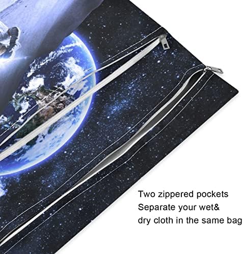 DJYQBFA Universe Space American Flag Vlažne suhe torbe 2pcs vodootporna mokra vrećica za višekratnu upotrebu mokrih suhih vrećica za