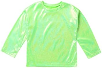 Jeatha Shiny Metalic majice za dječake i djevojčice Shimmer Crewneck Majice Jazz Hip Hop Dance Tops Casual Wear