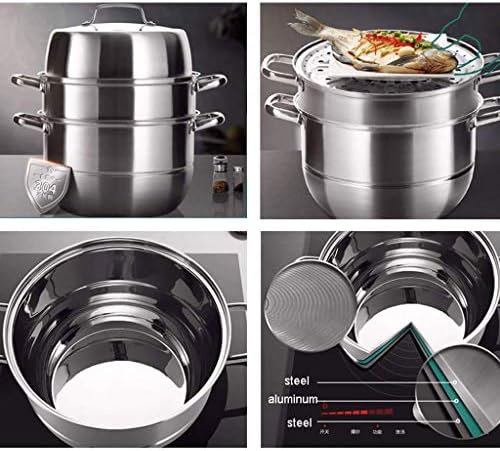 Set 3-slojnih posuda za kuhanje na pari od nehrđajućeg čelika, 904, korisna metoda kuhanja-čvrsta čelična ručka