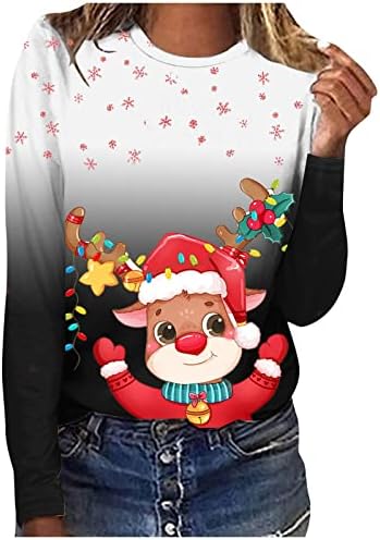 Anniya jesenske košulje za žene 2022 SCOOP vrat Sretan božićne košulje casual plus ženska jesenska odjeća