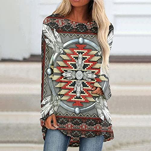 Tunike za žensku zapadnu plemensku etničku majicu tiska Stilska povremena preko dugih vrhova klasične pulove