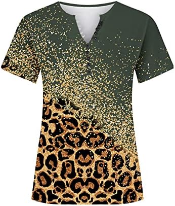 2023. ženske ljetne majice, elegantne Ležerne košulje kratkih rukava, trendi široke bluze s okruglim vratom i leopard printom u blokovima