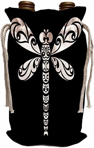 3Drose Dragonfly White Plemenska tetovaža umjetnost u crnoj - vinske torbe
