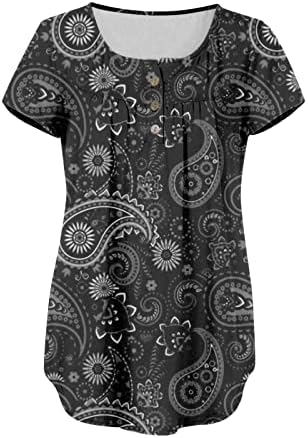 2023. Ljetna modna majica za žene cvjetne tunike koje se nose s gamašama kratki rukavi v vrat skrivaju majice trbuha u trbuhu