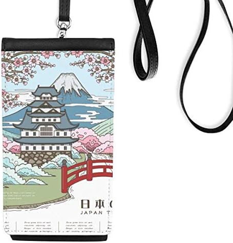 Mount Sakura Japan Ukiyo-e Telefonska torbica za novčanik Viseća mobilna vrećica Crni džep