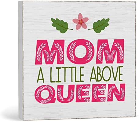 Mama a uvijek iznad znaka kutije s bijelim drvom, rođendanski poklon za mamu drvene blok ploče natpise, darovi za majke darovi rustikalni