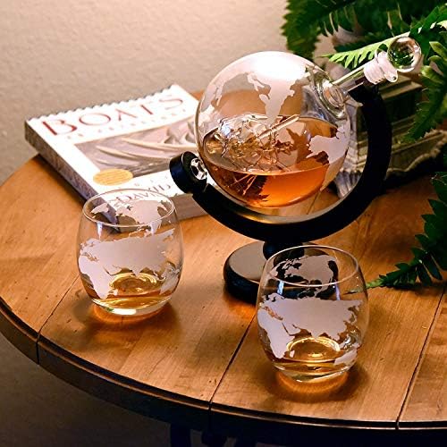 Set dekantera za viski-čaše Globe - pokloni za domaćinstvo - poklon set za viski-dekanter Globe za viski, viski i liker - set dekantera