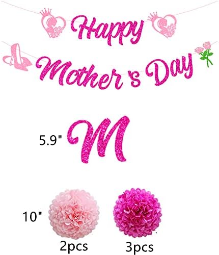 Ukrasi za zabavu za sretan Majčin dan svjetlucavi natpis za zabavu za sretan Majčin dan viseće kovrče papirnate salvete Pom Pom cvijeće