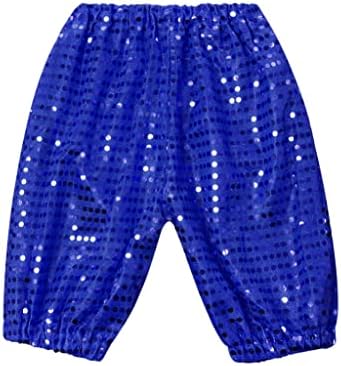 Jowowha Kids Girls Sequin Loose Dance Shorts Hip Hop Jazz Dance Performance Kostim Fancy Ballroom Party Bottoms Streetwear