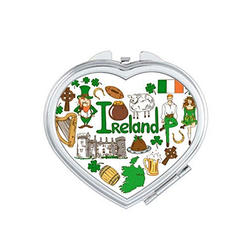 Irska ljubavna srčana pejzaža Nacionalna zastava ogledalo Povećanje putovanja prijenosni ručni džepni šminka