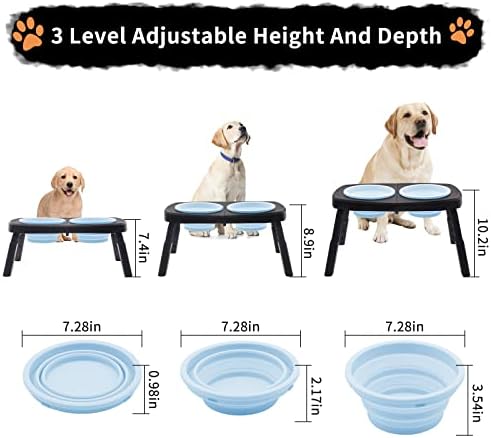 Simmoude povišene zdjele za pse za velike pse srednje kućne ljubimce, srušeni 2 uzgojena posuda za hranu s hranom s postoljem 3 podesive