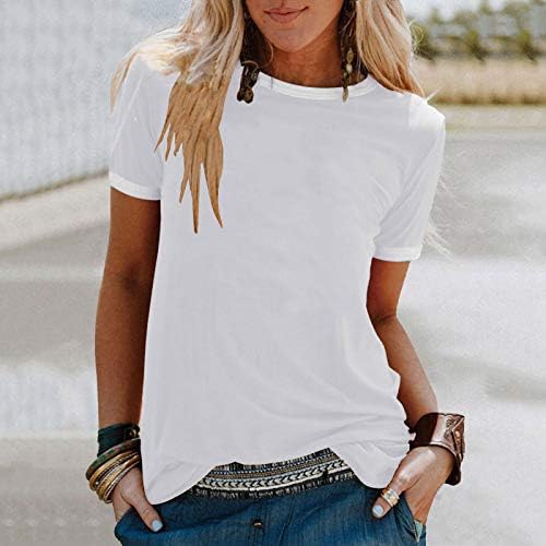 DSFVUS Žene modno casual print pruga majica kratkih rukava okrugli vrat Čvrsta boja labav gornji dio ljeta redovito tinejdžer