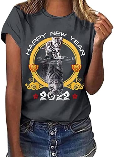 Ženska majica dugih rukava Ženske modne majice s printom 2022 Kratki rukav izrez u obliku slova u obliku slova Ležerne lagane košulje