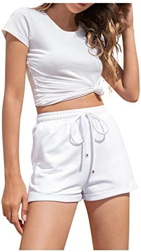 Kratke hlače za žene s džepovima ljetna plaža solidna boja pidžama kratke hlače labave fittring strijele biciklističke hlače s džepovima