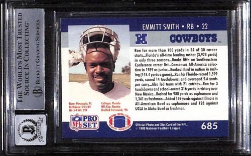 685 EMMITT SMITH RC - 1990 Pro Set Football Cards ocjenjivao BGS Auto 10 - Autografirani nogomet
