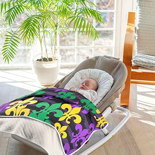 Swaddle pokrivač Mardi Gras pamučna pokrivač za novorođenčad, primanje pokrivača, lagana mekana pokrivača za krevetić, kolica, vrtićke,