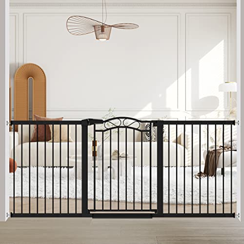Izuzetno široka vrata za bebe s vratima u crnoj boji-velika vrata za stepenice za stepenice bez bušenja-metalna vrata za sigurnost