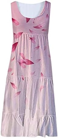 Knosfe tenkovska haljina za žene u vratu casual Sundress ruffled plaža haljina ljetna rukava bez rukava, asudne haljine za bebeldoll