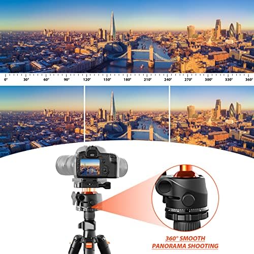 Geekoto 77 '' Statid, Geekoto 64 Statid kamere, stativ kamere za DSLR, kompaktni aluminijski stativ s glavom od 360 stupnjeva i opterećenjem