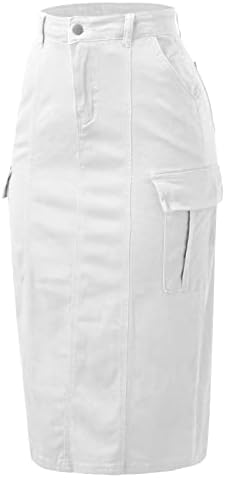 Modni vitki fit maxi suknja žene solidne casual visokog struka vitka leđa podijeljena jean suknja s džepovima krevet ravna suknja