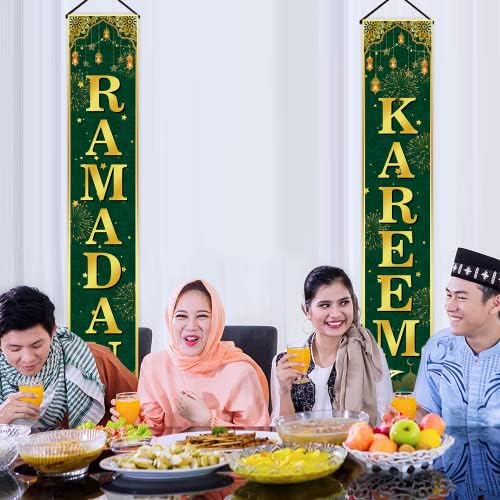 71x12 inčni natpis ramazana zelenog zlata, ramadan ukrasi za vrata, ramazan kareem natpis za ukrase ramazana, ramadan Mubarak natpis