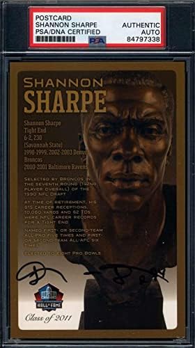 Brončana razglednica s poprsjem Shannon Sharpe s potpisom DNK, Dvorana slavnih, razglednica s potpisom - izrezani NFL potpisi