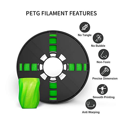 PETG filament 1,75, žilavost pojačana PETG vakuum zapečaćen, točnost +/- 0,02 mm, 1 kg kalem 3d filament petg zelena