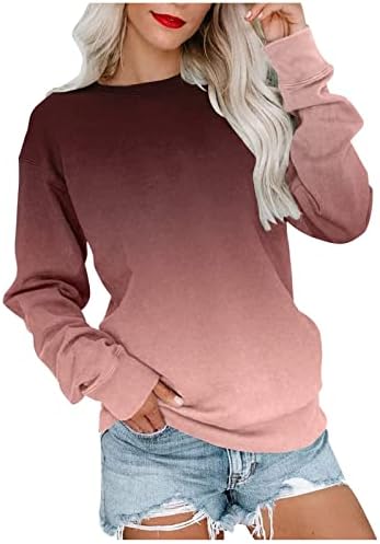 Božićne dukseve za žene manžetne bluze dugih rukava boja ženska majica košulje crewneck pad modnog pulovera