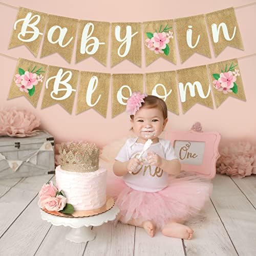 2pcs cvjetna beba u cvjetovima bebe tuš burlap dekoracija natpisa, zidna viseća cvjetna beba u cvjetovima dekor različit uzorak s konopcem