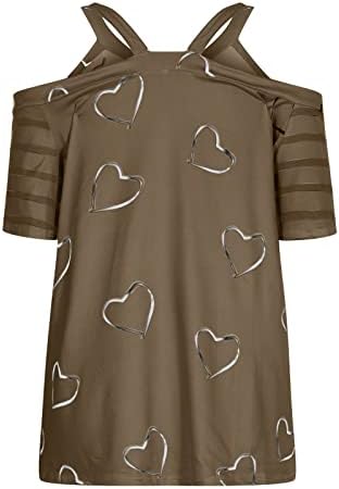 Djevojke Tee Ljetni jesen kratki rukav 2023 Odjeća v Neck Graphic Heart Love Striped Bluza košulja za žene KW KW