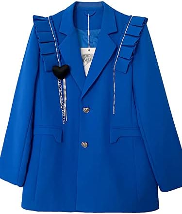 Lang Xu Glass korejski odijelo Collar Blazers kaput žena proljeće casual ruffles dugi rukav Blazer