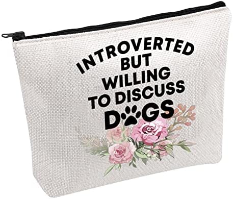 PWHAOO PSA PAW Print kozmetička torba introvertirana, ali voljna raspravljati o psima šminke torbica psa psa mama poklon poklon psa