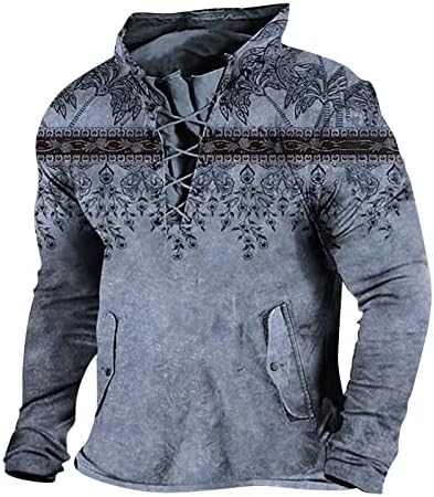 Muškarci Udobne dukserice tisak kapuljača srednje težine vrha labave modne bluze casual fleece pulover