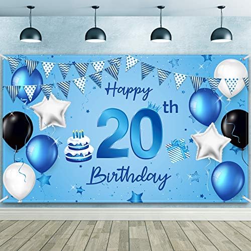 Pozadinski natpis Sretan rođendan za 20. rođendan, izuzetno veliki plakat za rođendanske natpise od tkanine, pozadinski natpis za ukrašavanje